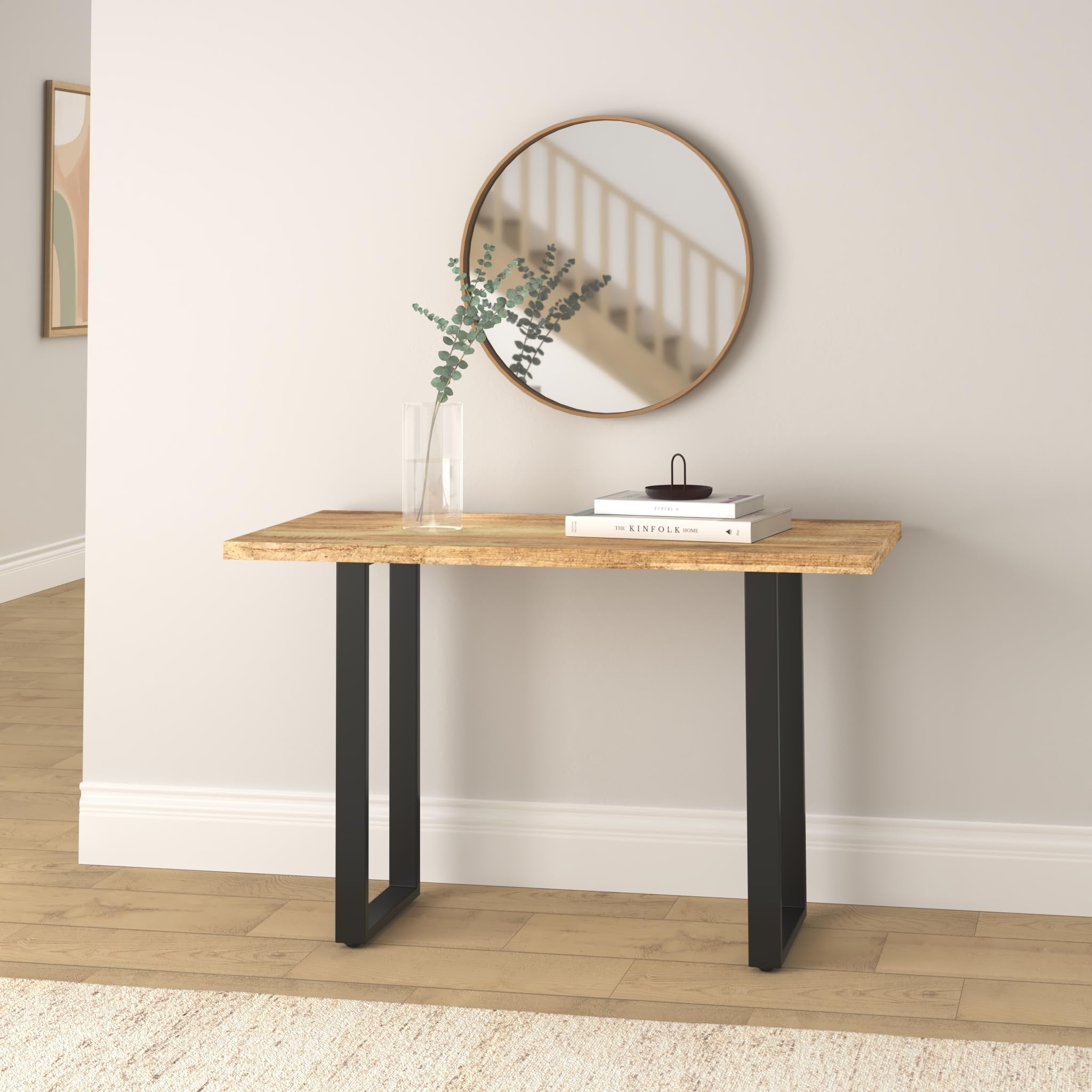 vidaXL Solid Mango Wood Dining Table Modern Home Kitchen Dining Room Furniture Accessories Wooden Dinner Table Desk 47.2&quot;x23.6&quot;x29.9&quot;