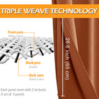 Hiasan Fall Blackout Curtains For Bedroom - Thermal Insulated & Energy Saving Window Curtains For Living Room Home Decor, 2 Drape Panels Sewn With Tiebacks, Burnt Ochre, 42 X 54 Inch