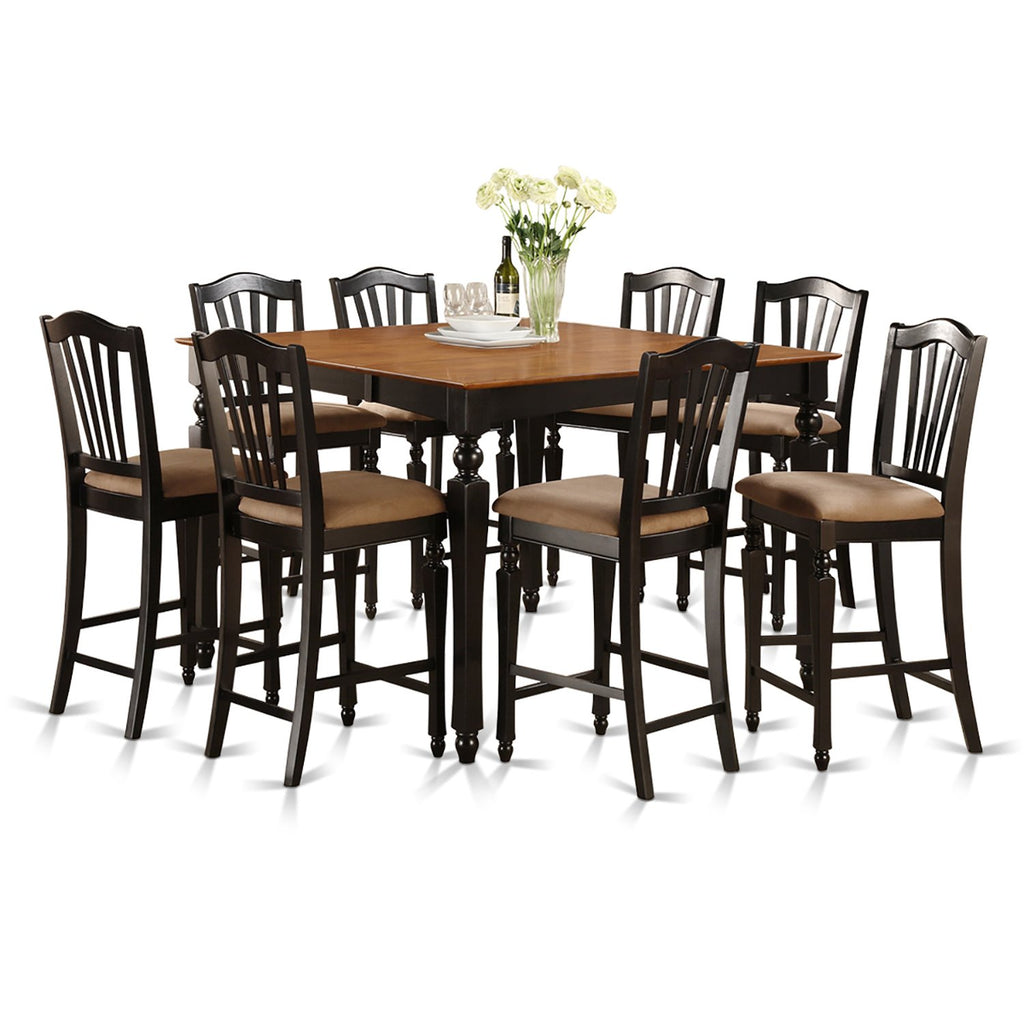 East West Furniture CHEL5-BLK-C Chelsea 5 Piece Kitchen Counter Set Includes a Square Room Table with Butterfly Leaf and 4 Linen Fabric Upholstered Dining Chairs, 54x54 Inch