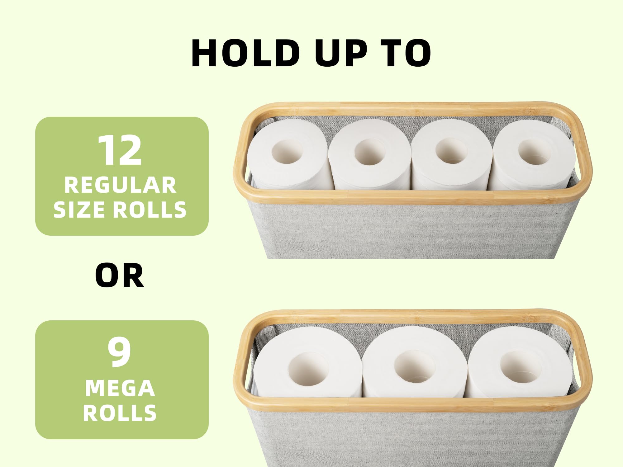 Storageworks Toilet Paper Storage Basket, Toilet Paper Roll Storage With Bamboo Lid, Large Toilet Paper Holder For Up To 9 Mega