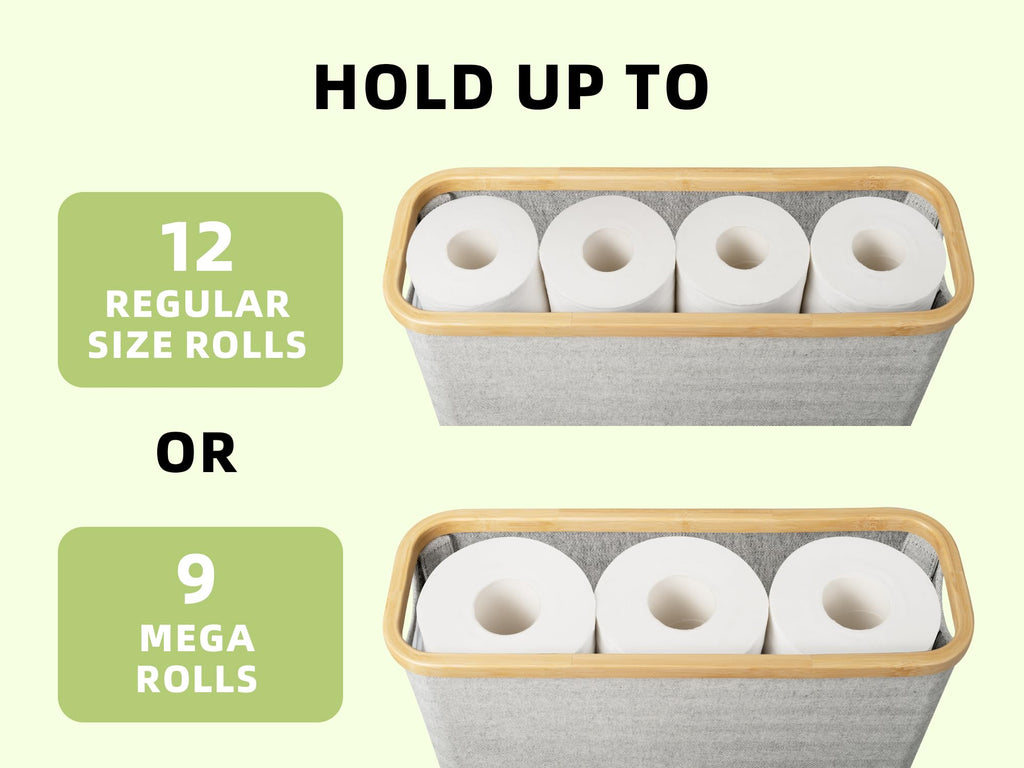 Storageworks Toilet Paper Storage Basket, Toilet Paper Roll Storage With Bamboo Lid, Large Toilet Paper Holder For Up To 9 Mega