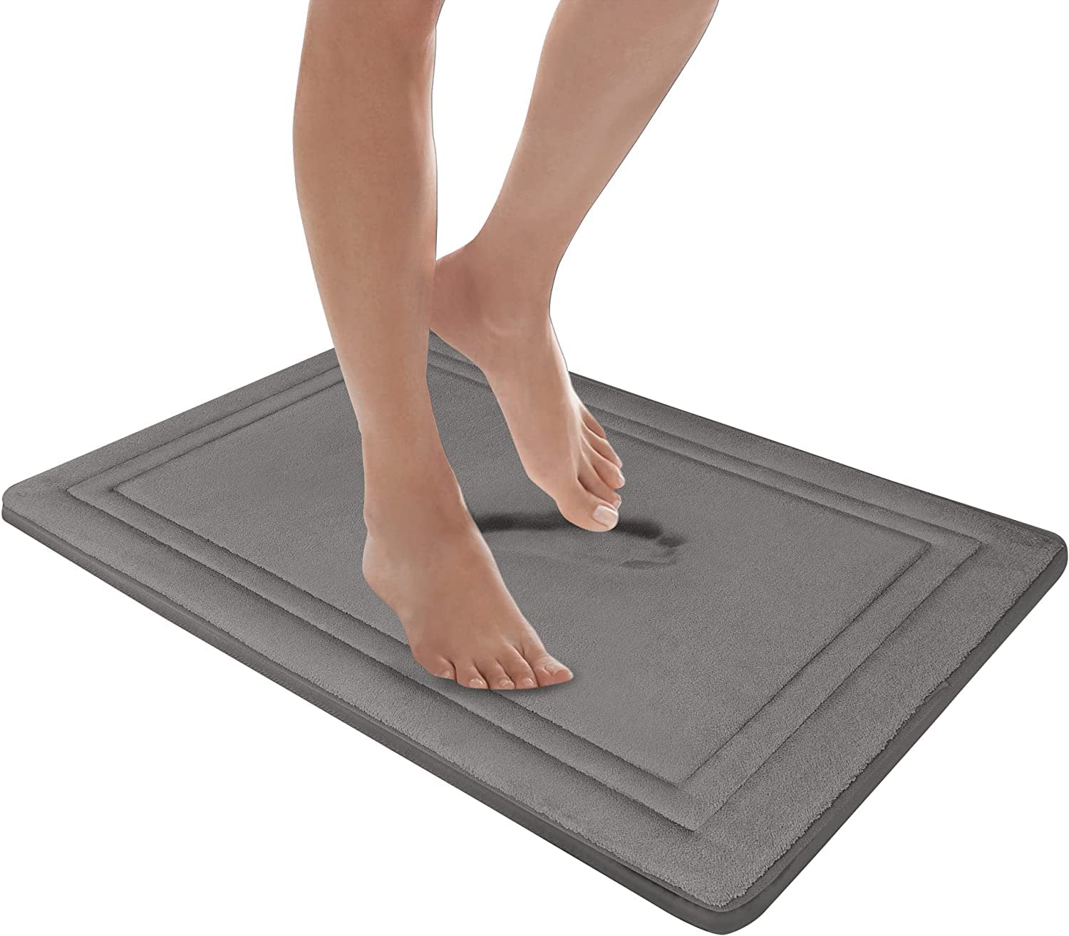 Onlyeasy Memory Foam Bath Mat Non Slip Absorbent Super Cozy Velvet Bathroom Rug Carpet, Machine Washable (20 x 31 Inches, Grey)
