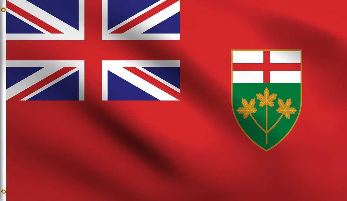 Dmse Ontario Region Canada Canadian Red Provincial Flag 3X5 Ft Foot 100% Polyester 100D Flag Uv Resistant (3' X 5' Ft Foot)