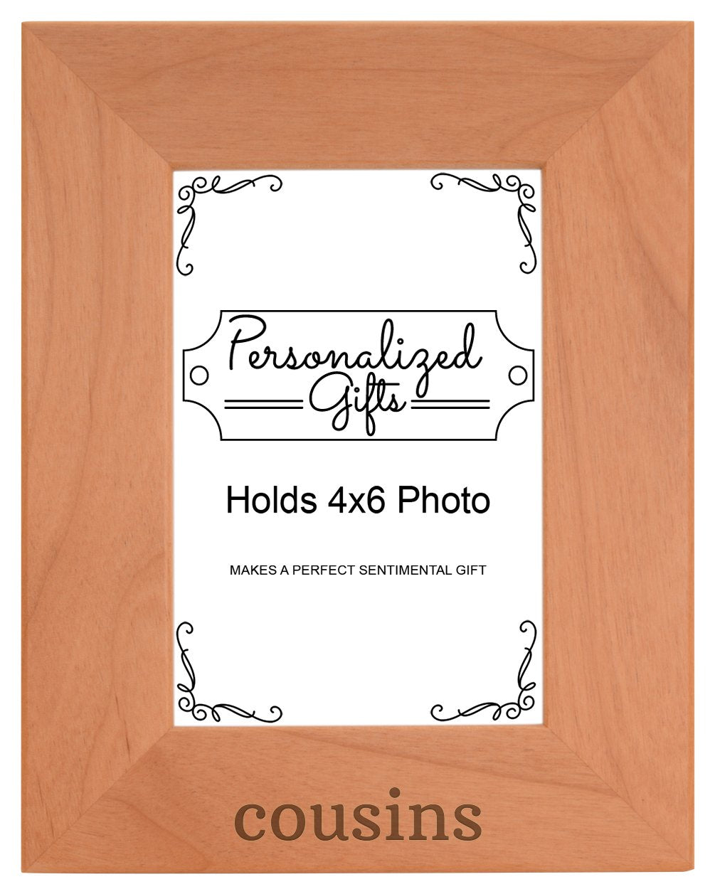 Personalized Gifts Cousins Gift Aunt and Uncle Family Natural Wood Engraved 4x6 Portrait Picture Frame Wood
