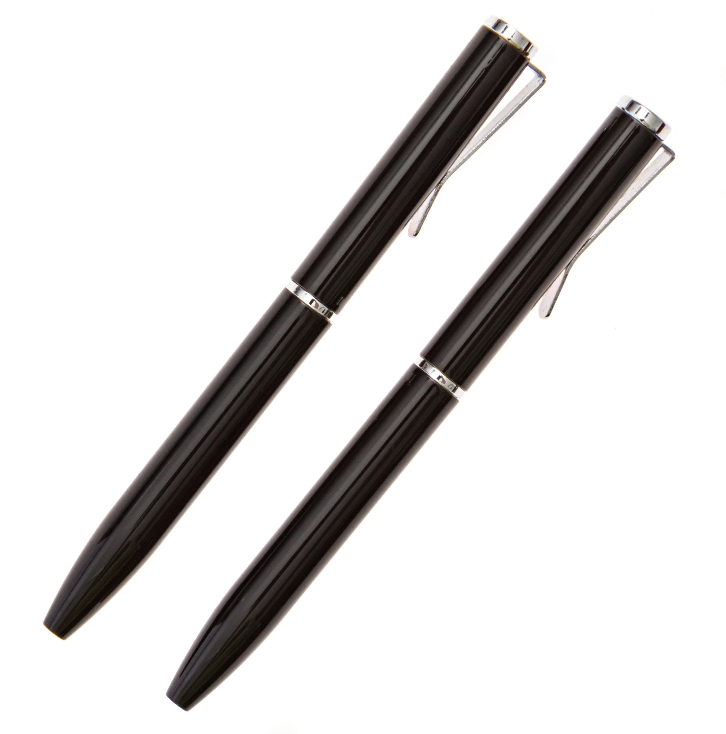 Narwhalco Set Of 2 Black Small Pens (3.35') For Pocket, Wallet, Planner, Purse Or Passport