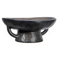 Creative Co-Op Stoneware Handle and Base, Black Reactive Glaze Bowl, 8'' L x 8'' W x 3.75'' H