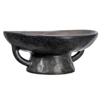 Creative Co-Op Stoneware Handle and Base, Black Reactive Glaze Bowl, 8'' L x 8'' W x 3.75'' H
