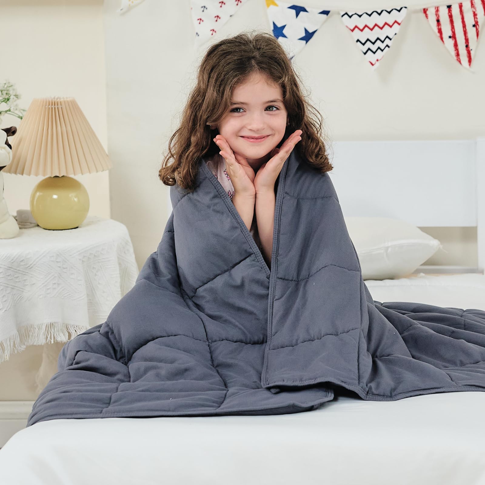 Yescool Kids Weighted Blanket (7 Lbs, 41' X 60', Grey) Cooling Heavy Blanket For Sleeping Perfect For 60-90 Lbs, Throw Size Br