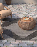 Unique Loom Outdoor Modern Collection Area Rug - Tambor (10' 8' Square, Charcoal Gray/ Ivory)