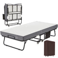 MELLCOM 75x 38 Folding Bed with Mattress, Twin Size Portable Rollaway Guest Bed for Adults with 5 Inch Foam Mattress,Space-Savin