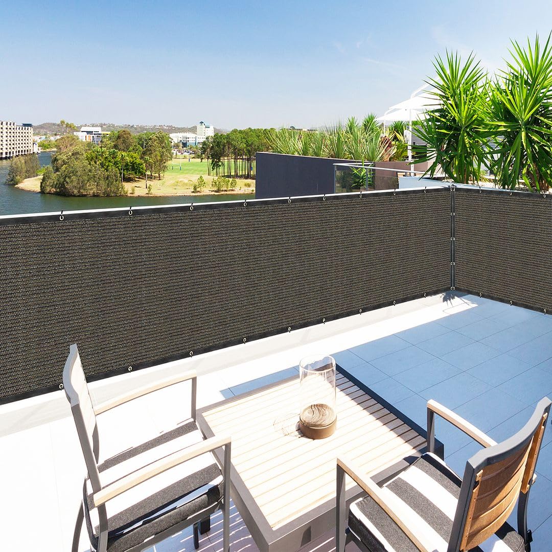 4' X 2' Brown Privacy Screen Fence Cover Panel Shade Cloth Fabric For Chain Link Fence Balcony Deck Patio Pool Railing Porch Pla
