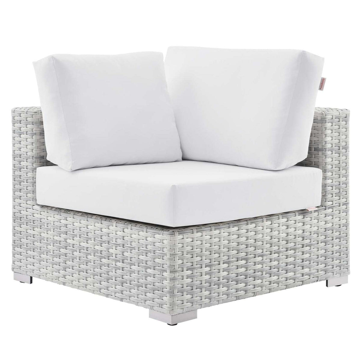 Modway Convene Outdoor Patio Corner Chair, Light Gray White