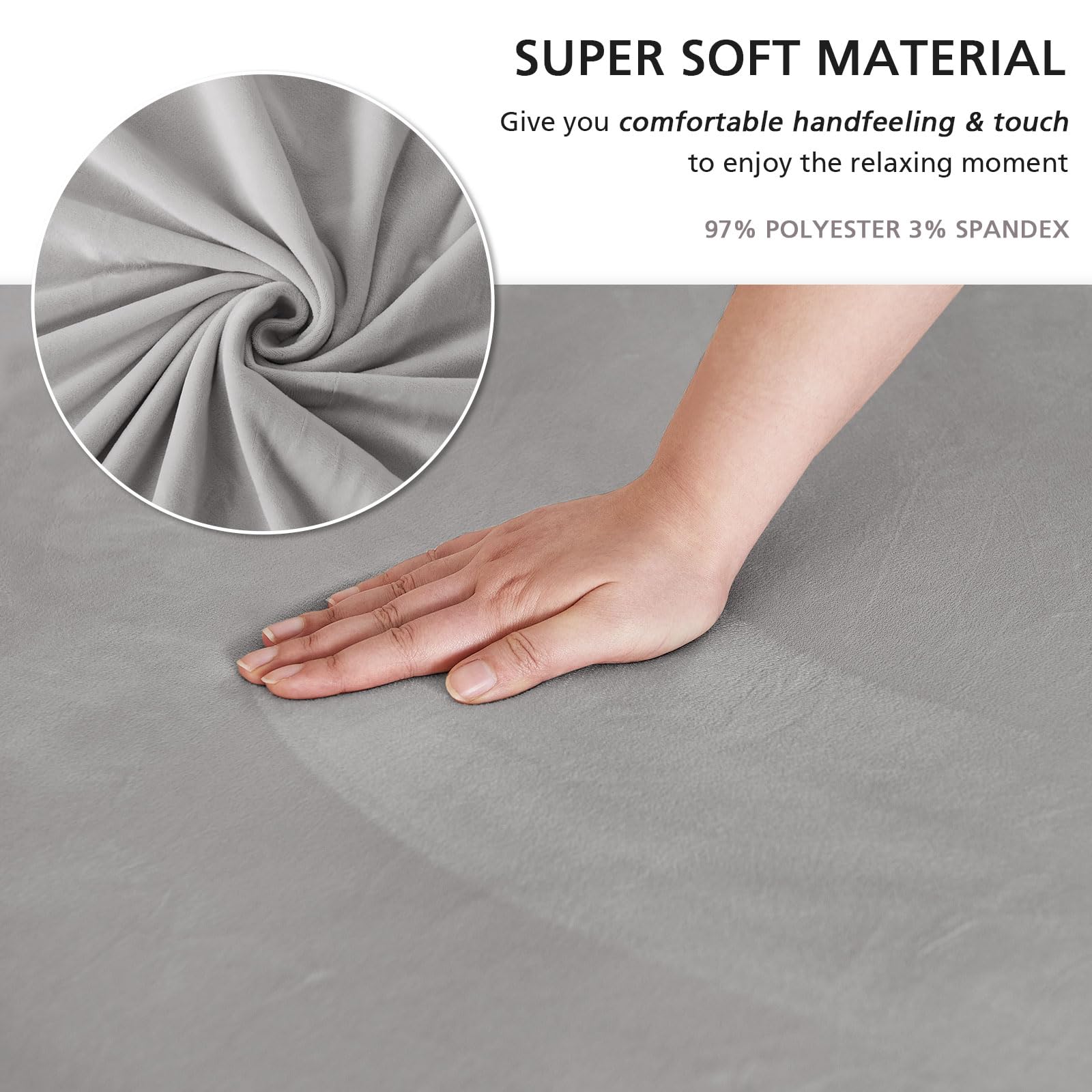 Niceec Sofa Cover Super Soft 1-Piece Light Grey Sofa Slipcover For Sofas Stretch Universal Spandex Couch Covers For Living Room Easy Fit Washable Furniture Sofa Protector With Skirt