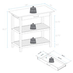 Casual Home Kitchen Island with Solid American, Two-Tone(White Base, Natural Cherry Top)