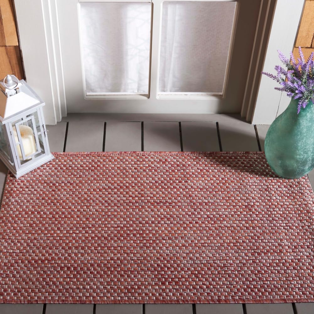 Safavieh Courtyard Collection Accent Rug - 2'3' X 5', Red & Beige, Non-Shedding & Easy Care, Indoor/Outdoor & Washable-Ideal For Patio, Backyard, Mudroom (Cy8521-36521)