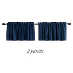 Donren 18 Inch Long Navy Blue Blackout Curtain Valances For Boys Room - Blackout Window Valances For Basement With Rod Pocket (7