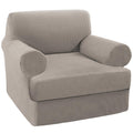 Turquoize T Cushion Chair Slipcover T Cushion Chair Covers For Living Room Stretch Sofa Couch Cover Soft Armchair Cover Washable Furniture Covers With Individual T Cushion Seat Covers (Chair, Taupe)