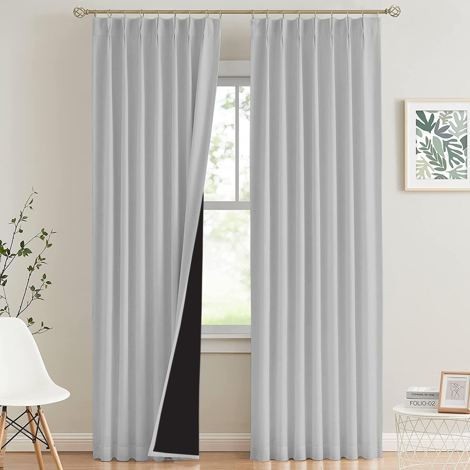 Magic Drapes 100% Blackout Curtain Double Pinch Pleat Thermal Insulated Room Darkening Curtains & Window Treatment Panels For Li