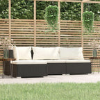 vidaXL Patio Lounge Set Outdoor Sectional Sofa Set 4 Piece Black Poly Rattan