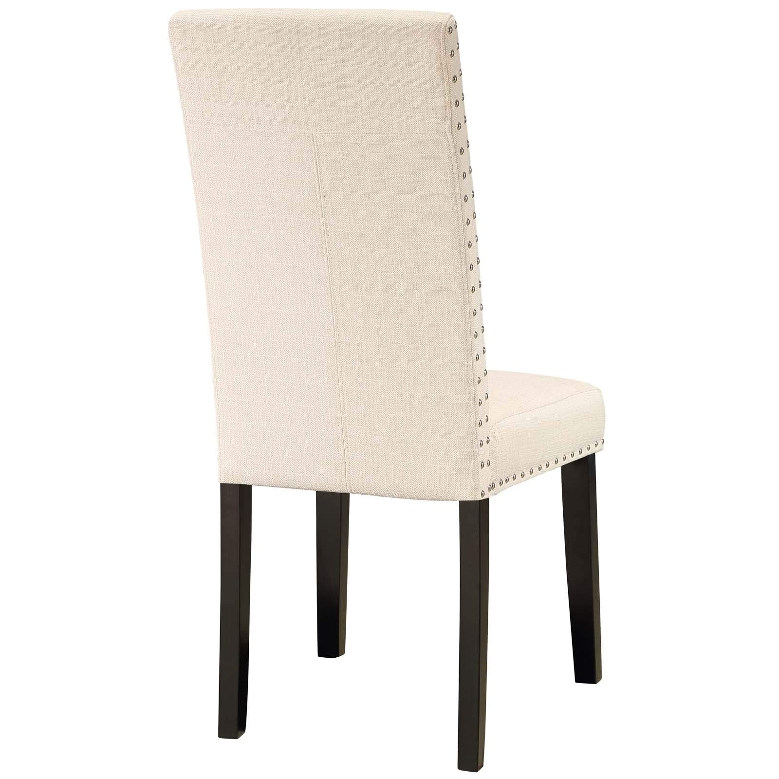 Modway Parcel Modern Upholstered Fabric Two Dining Chairs With Nailhead Trim In Beige