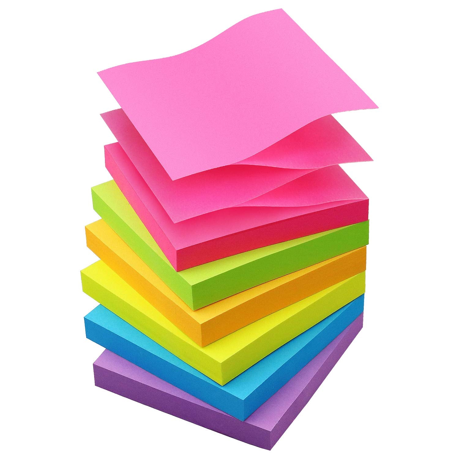 Sticky Notes 3X3 Pop Up Self-Stick Notes Pads With 6 Bright Colors, Easy To Post For Office, Shool, Home, 6 Pads/Pack, 100 Sheet