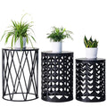 HFHOME Multifunctional Nesting Round Metal Coffee End Tables, Set of 3 Modern Furniture Nightstands Decor Side Tables Plant Stan