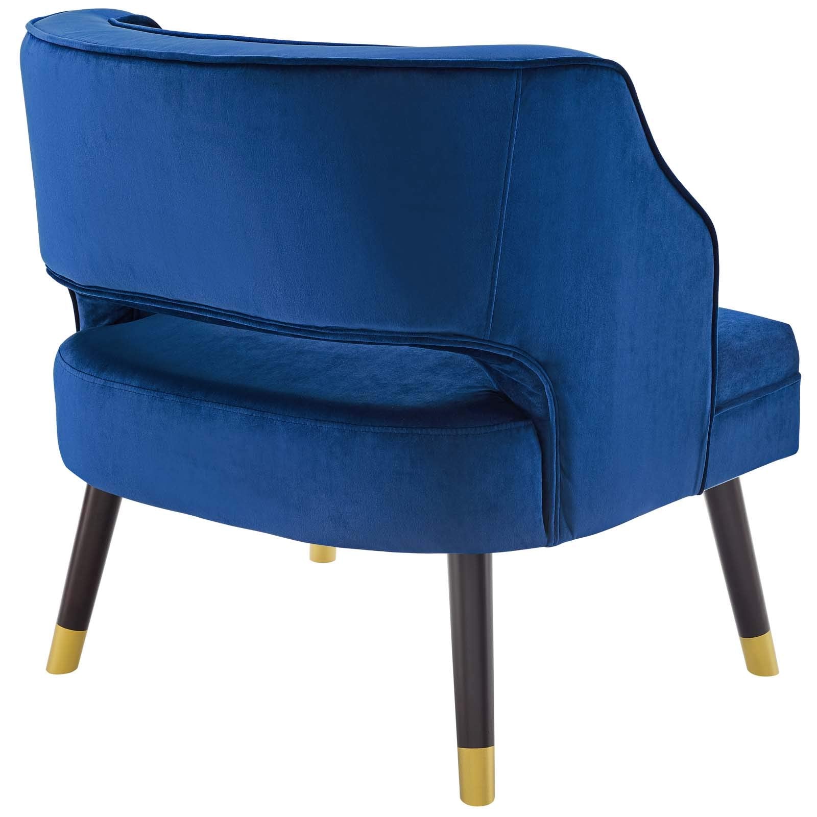 Modway Traipse Button Tufted Open Back Performance Velvet Armchair, Navy