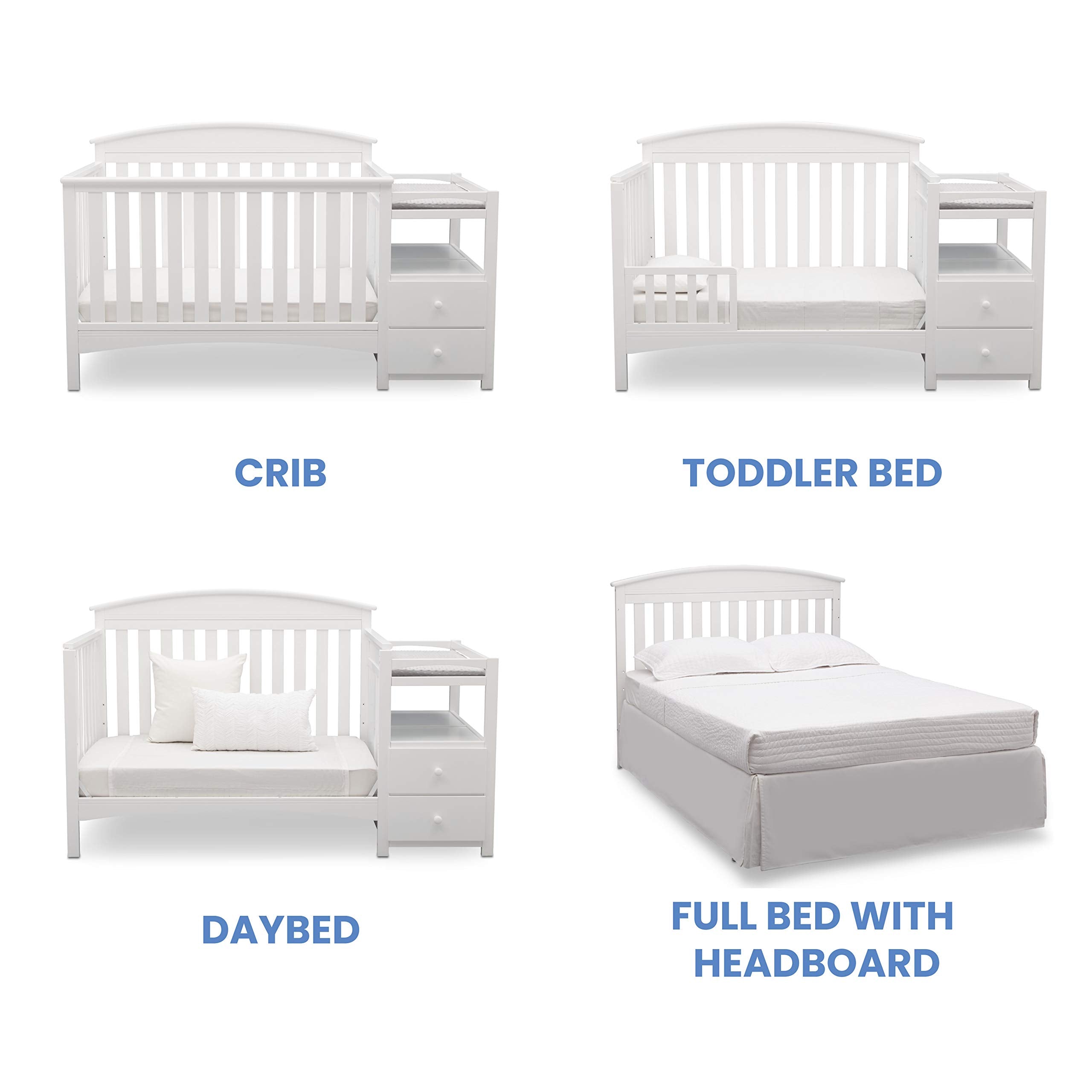 Delta Children Abby Convertible Crib And Changer, Bianca White