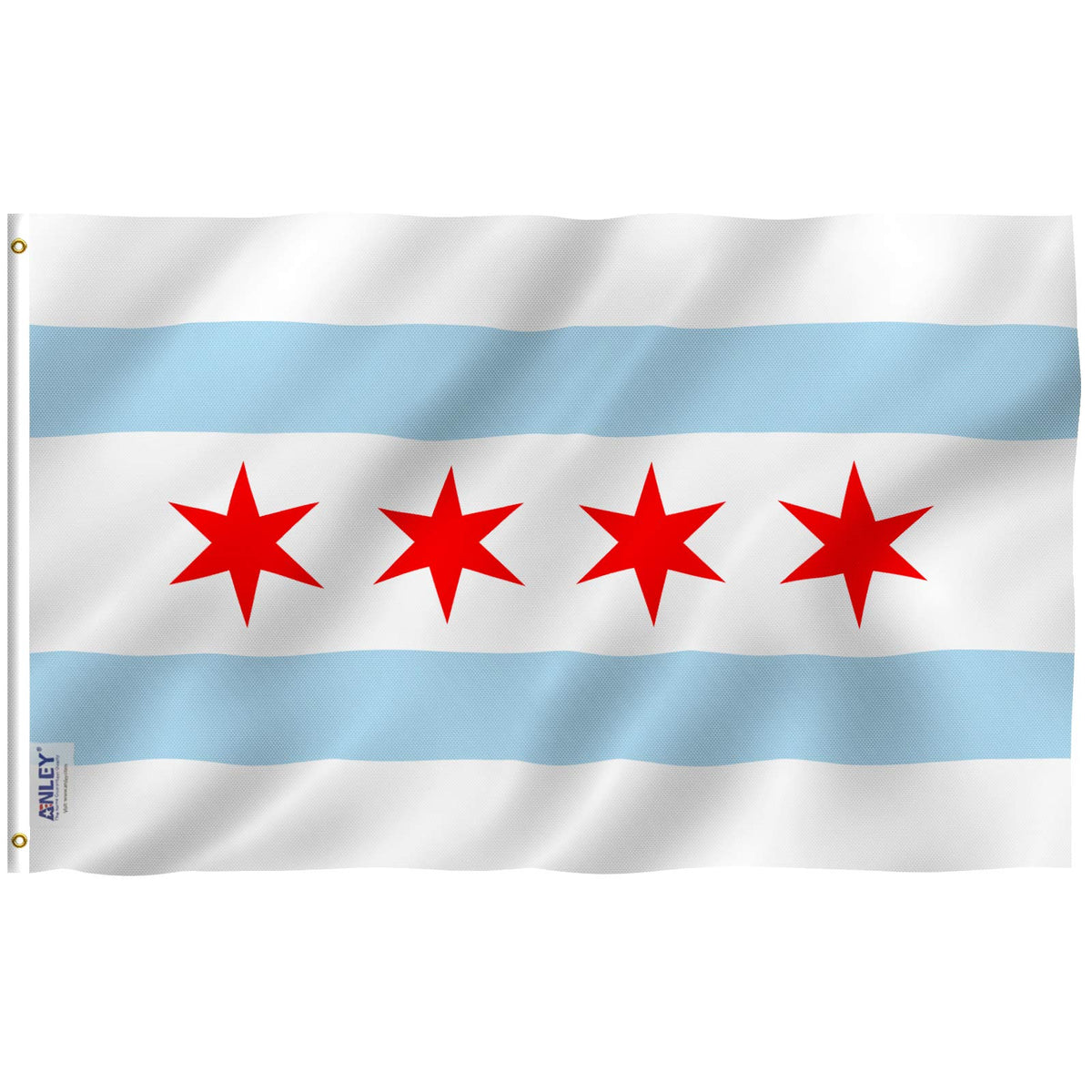 Anley Fly Breeze 3X5 Foot City Of Chicago Flag - Vivid Color And Fade Proof - Canvas Header And Double Stitched - Chicago Il Fla