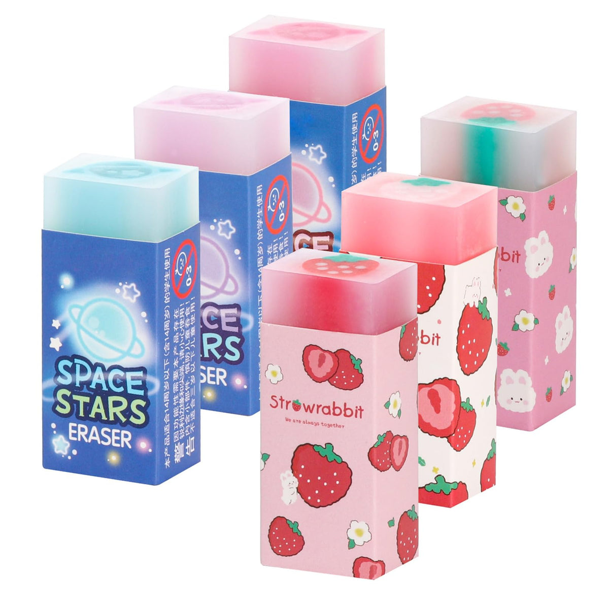Eraser Cueraser Cute Erasers Plastic Rubber Eraser For School Office Pencils Painting 6Pcs