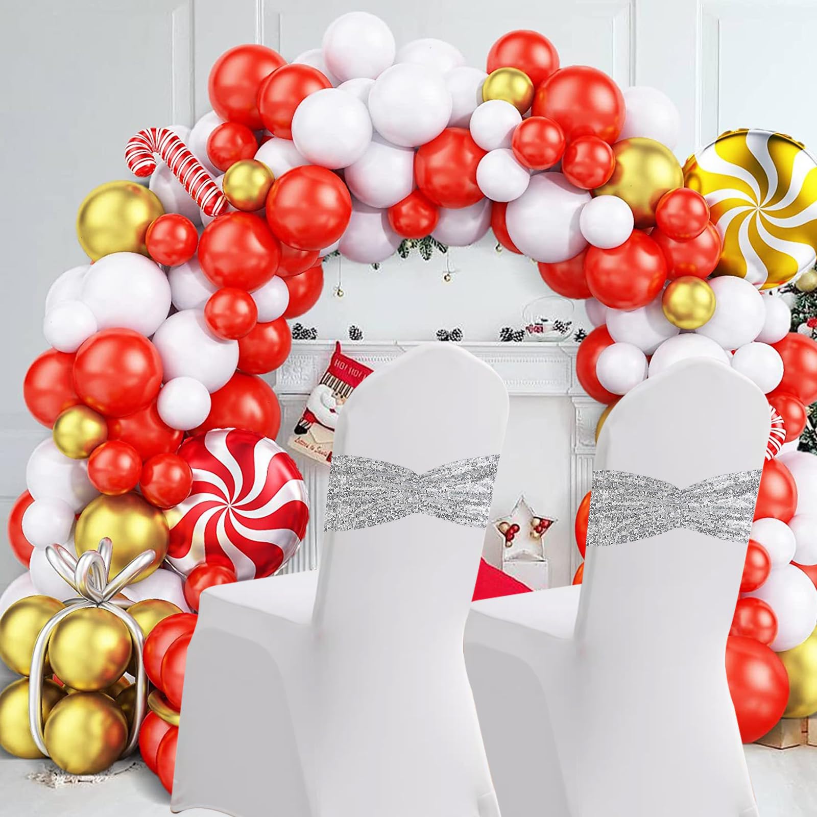 Eternal Beauty Set Of 10 Sequin Chair Sashes Silver Chair Sashes For Wedding Hotel Party Banquet Chairs Decorations