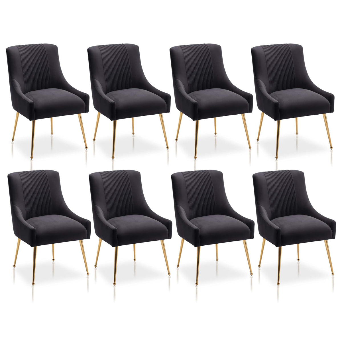 Modern Dining Chairs, Velvet Upholstered Dining Room Chairs With Gold Legs,Tufted Accent Chair Set Of 8 For Reception Room Livin