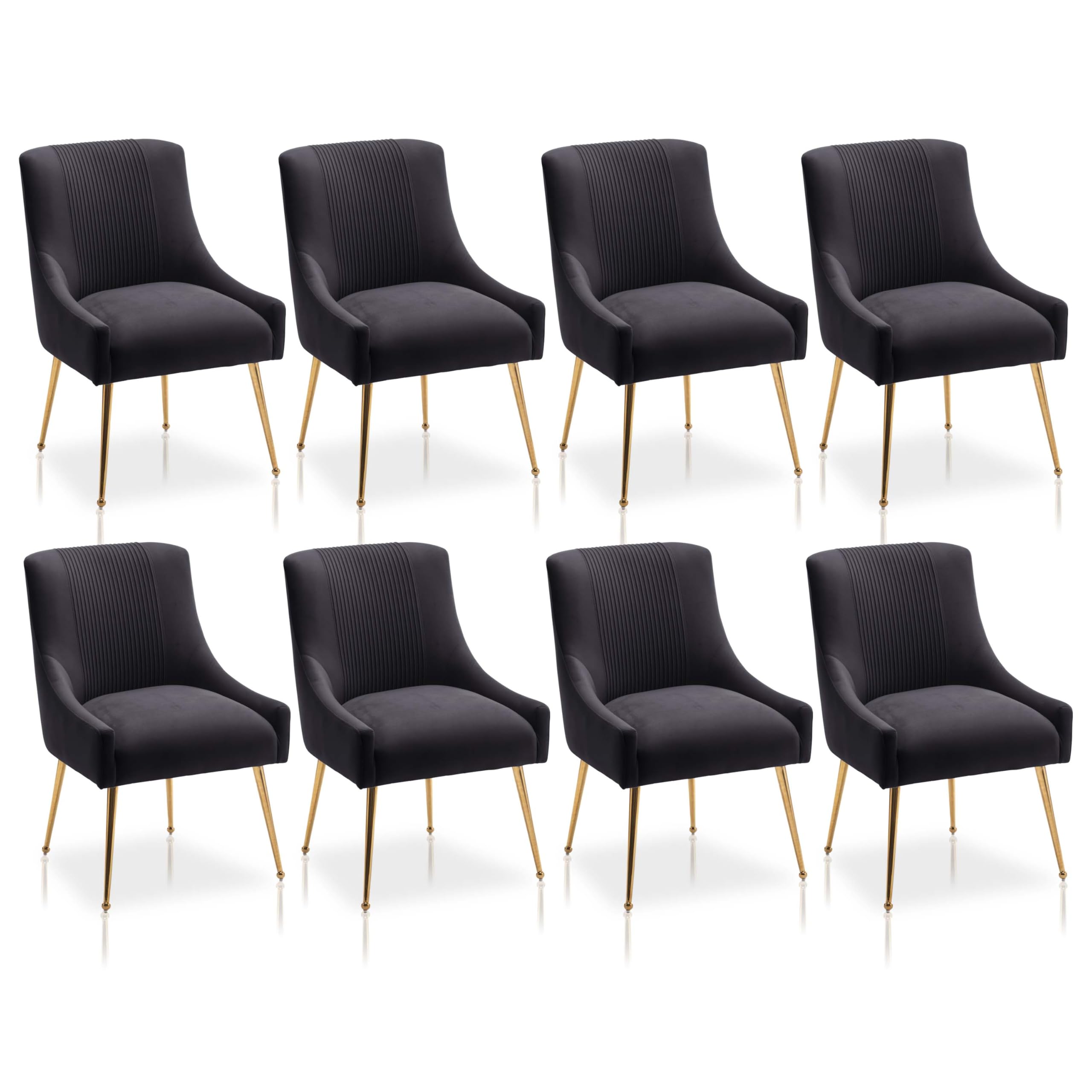 Modern Dining Chairs, Velvet Upholstered Dining Room Chairs With Gold Legs,Tufted Accent Chair Set Of 8 For Reception Room Livin