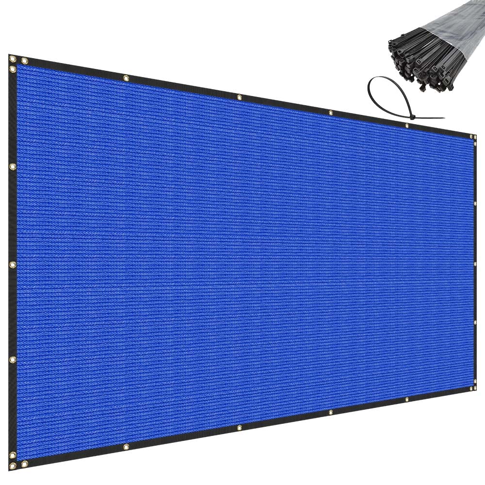 Sunnyroyal Privacy Fence Screen Heavy Duty Windscreen Net Fabric With Brass Grommets Outdoor Blue 6' X 28'