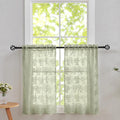 Sage Green Kitchen Curtains 36 inch Length 2 Panels Spring Lace Curtains Short Light Filtering Privacy Cafe Curtains Rv Curtains