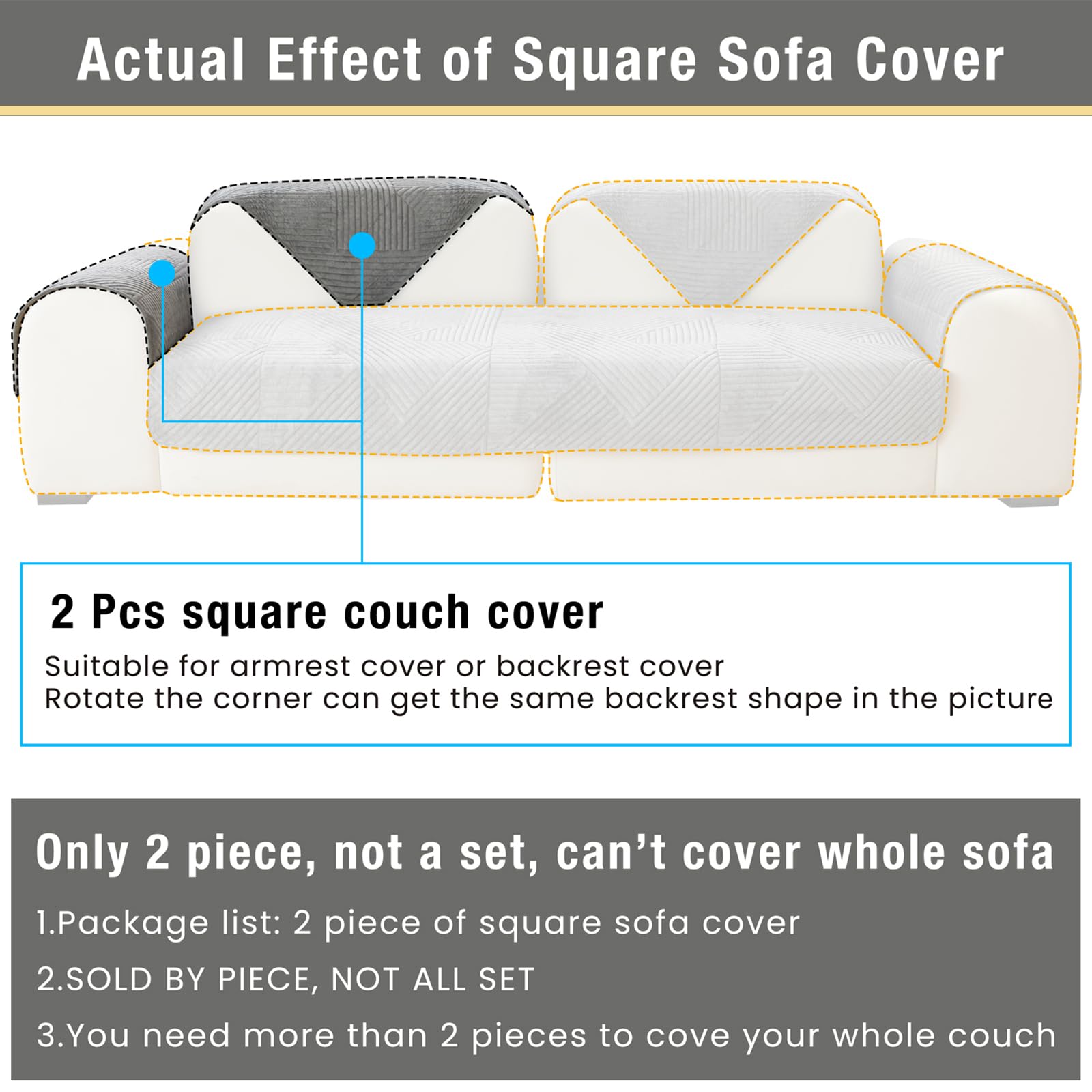 Tewene, Armrest Cover Sectional Couch Cover Velvet Sofa Cover Anti-Slip L Shaped Couch Cover Sectional Sofa Cover For Dogs Couch