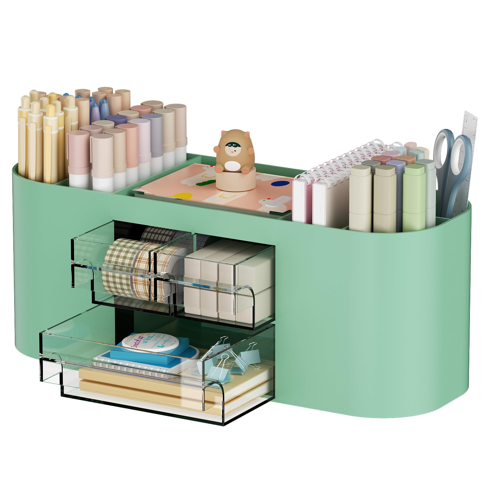 Marbrasse Desk Organizer Pen Holder For Desk With 3 Drawers, Multi-Functional Pencil Holder, Desk Organizers And Accessories Wit