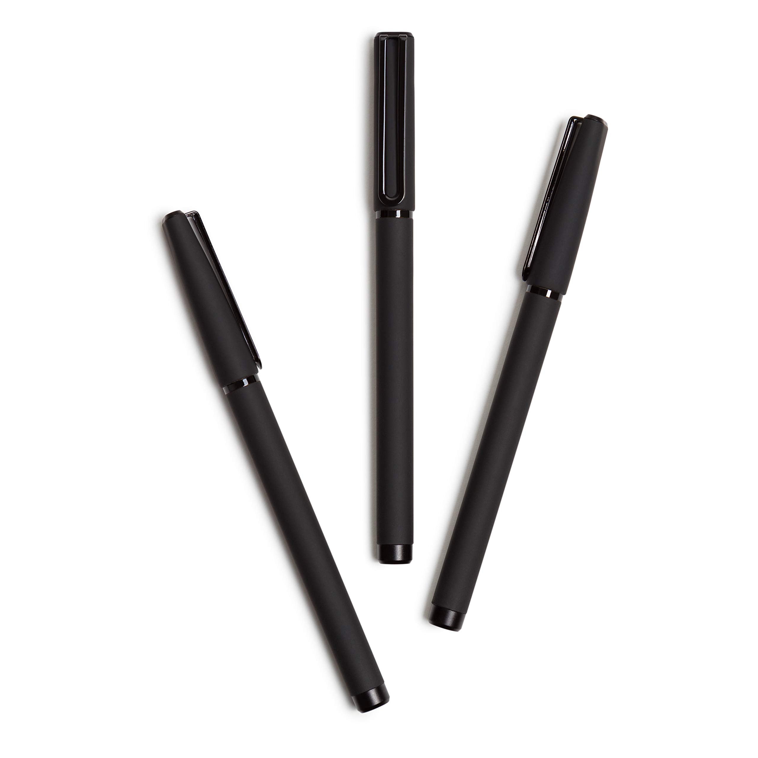 U Brands Midnight Catalina Felt Tip Pens, Set Of 12, Soft Touch With Black Metal Details, Medium (0.7 Mm) Point, Black Ink
