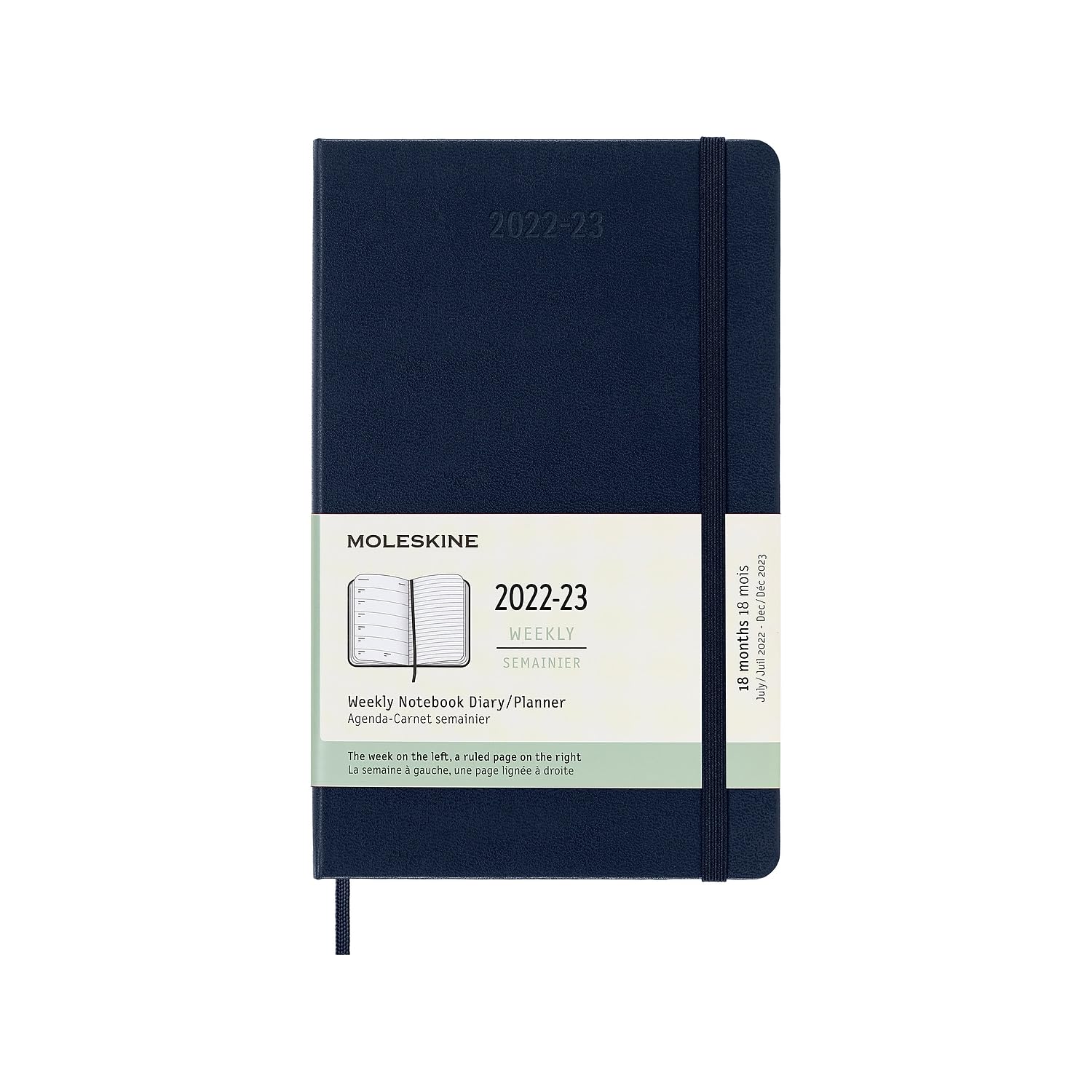 Moleskine Classic 18 Month 2022-2023 Weekly Planner, Hard Cover, Large (5' X 8.25'), Sapphire Blue