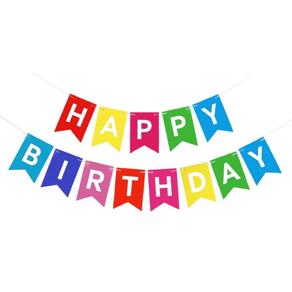 Balloonistics Rainbow Happy Birthday Banner  Vibrant Cardstock Bunting Decoration for Walls, Doorways, Photo Booth Backdrops, K