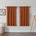 Lecloud Bessie Orange Short Curtains 45 Inch Length 2 Panels, Faux Linen Light Filtering Curtains with Dual Rod Pocket, Farmhous