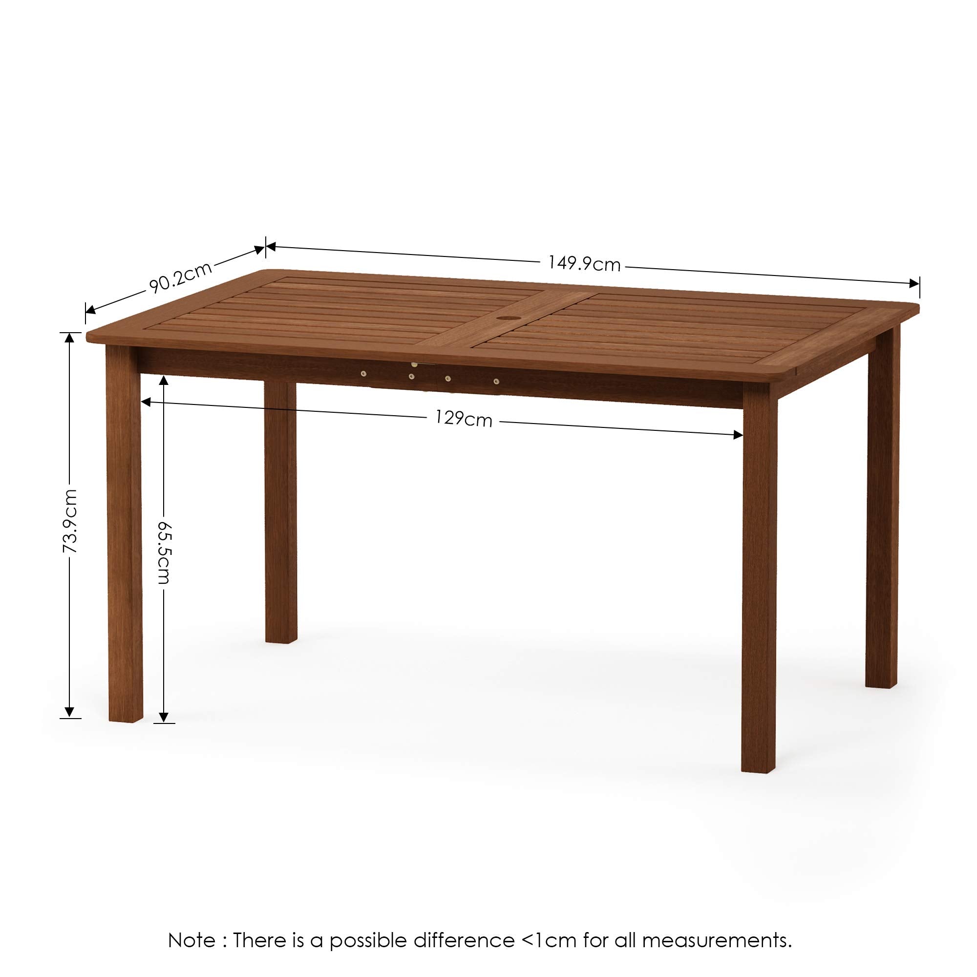 Furinno Tioman Outdoor Dining Table, Natural 35.5'D X 59.0'W X 29.0'H