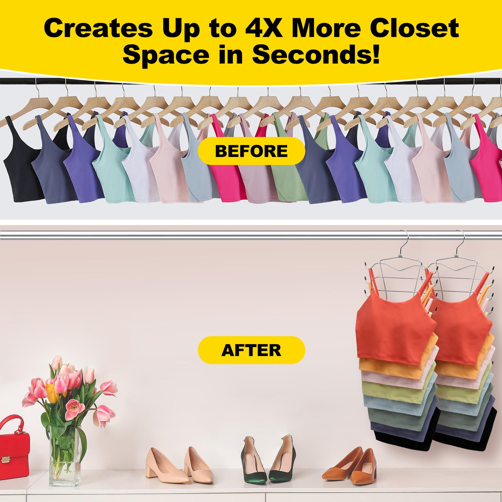 3 Pack Closet-Organizer,8 Tier Tank-Top-Hanger,Closet-Organizers-And-Storage Bra-Hangers-Space-Saving,Apartment Dorm-Room-Essent