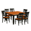 East West Furniture PFPL7-BCH-W 7 Piece Dining Room Table Set Consist of a Square Kitchen Table with Butterfly Leaf and 6 Dining Chairs, 54x54 Inch, Black & Cherry
