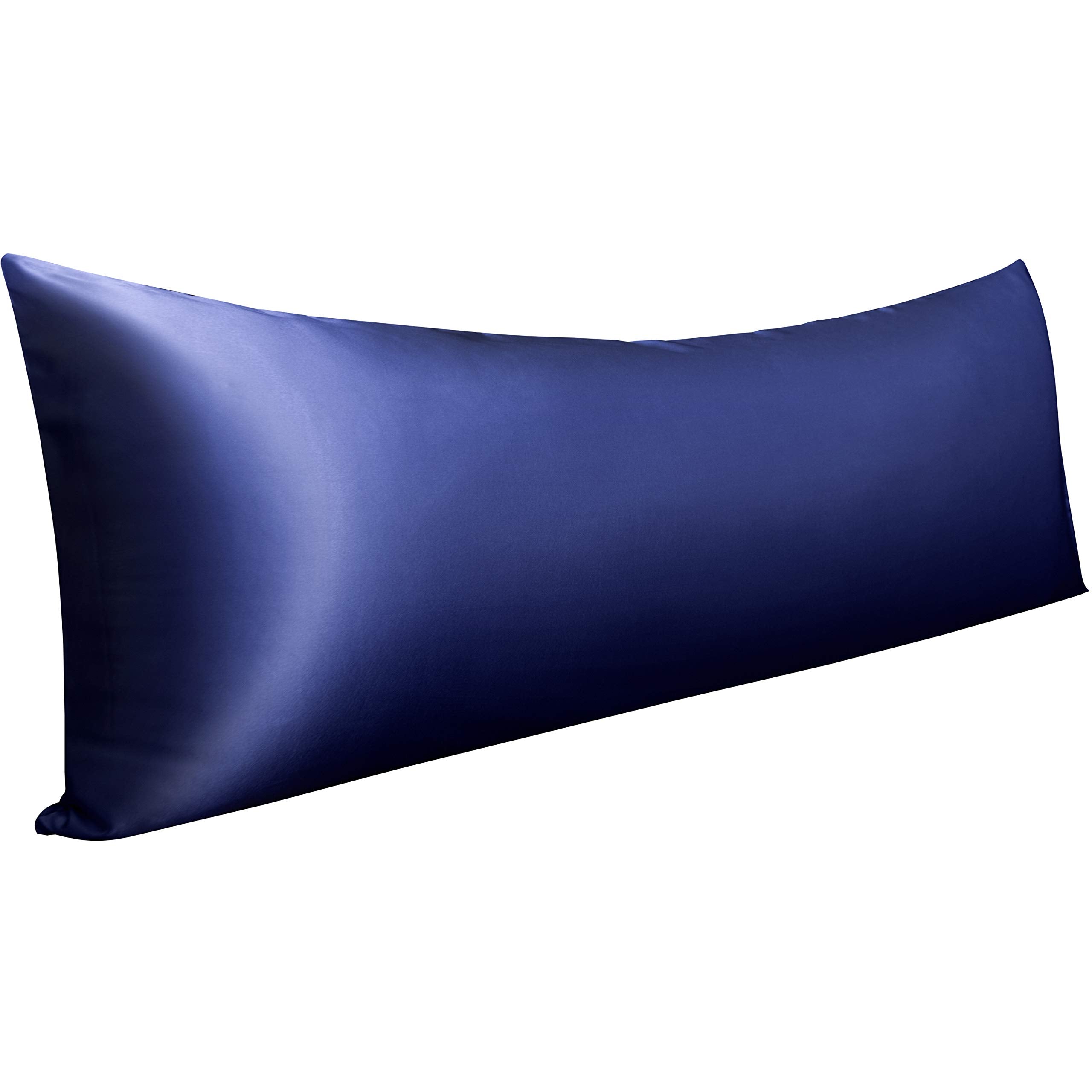 Ntbay Satin Body Pillowcase For Hair And Skin, Luxurious And Silky Pillow Case With Envelope Closure, 20X54 Inches, Navy Blue