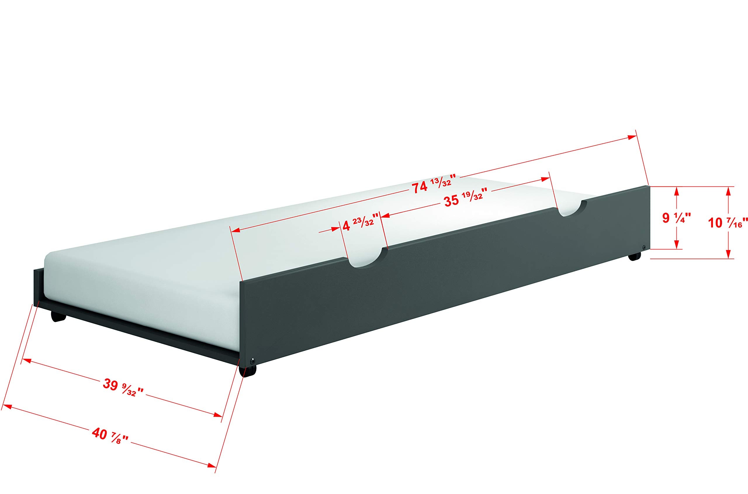 Donco Kids Austin Twin Over Twin Dark Grey Mission Bunk Bed with Twin Trundle, Dark Grey Finish