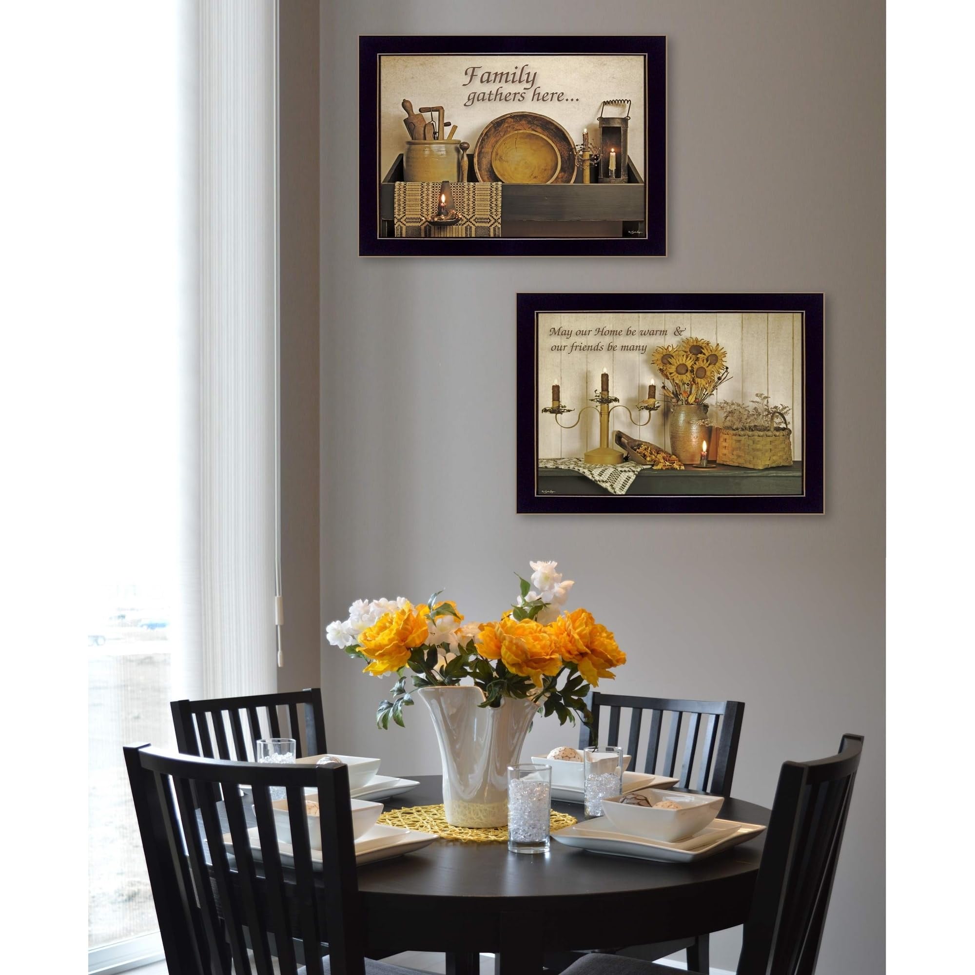 Set Of Two May Our Hearts Be Warm 3 Black Framed Print Kitchen Wall Art