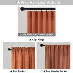 Mrs.Naturall Burnt Orange Linen Curtains Long For Living Room 2 Panel Set Rod Pocket Bedroom 52X96 Inches Long