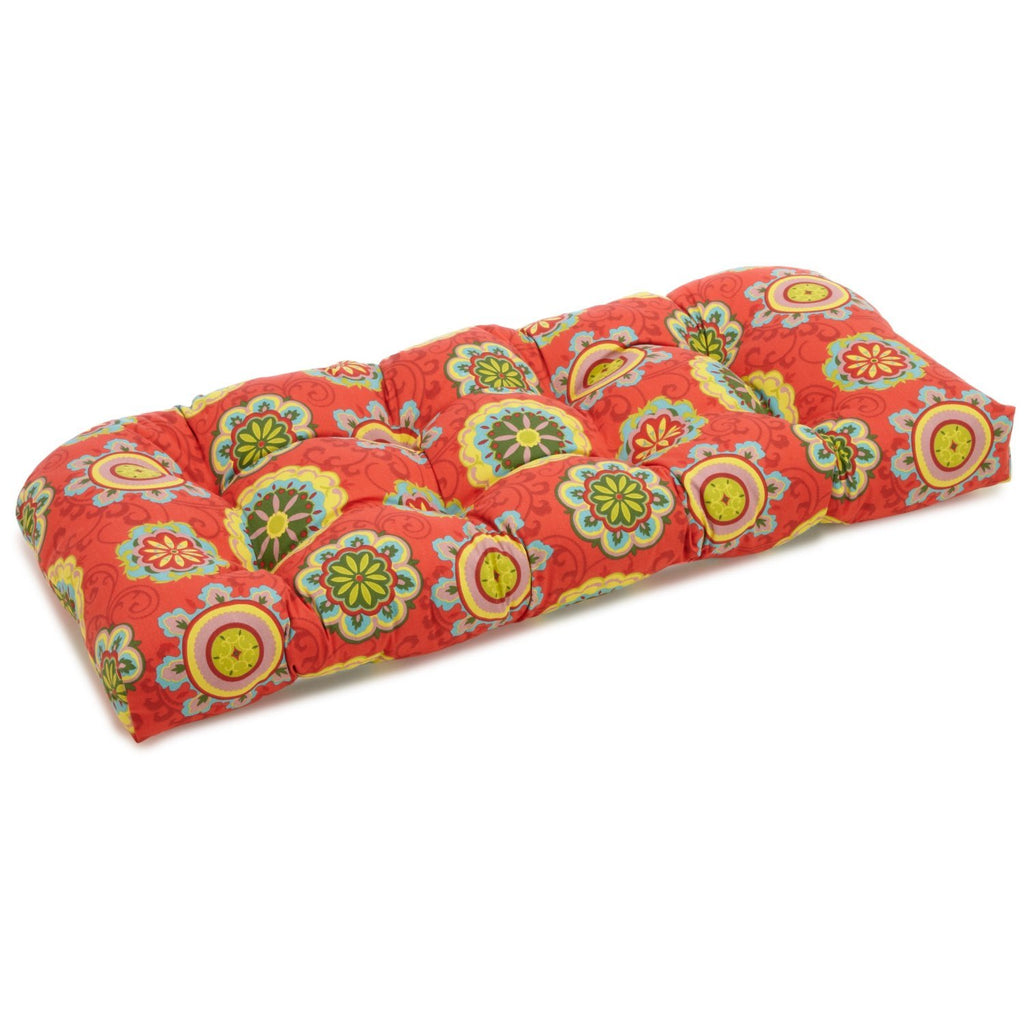 Blazing Needles Outdoor Rounded Back Loveseat Cushion, 42" X 19", Farrington Terrace Grenadine