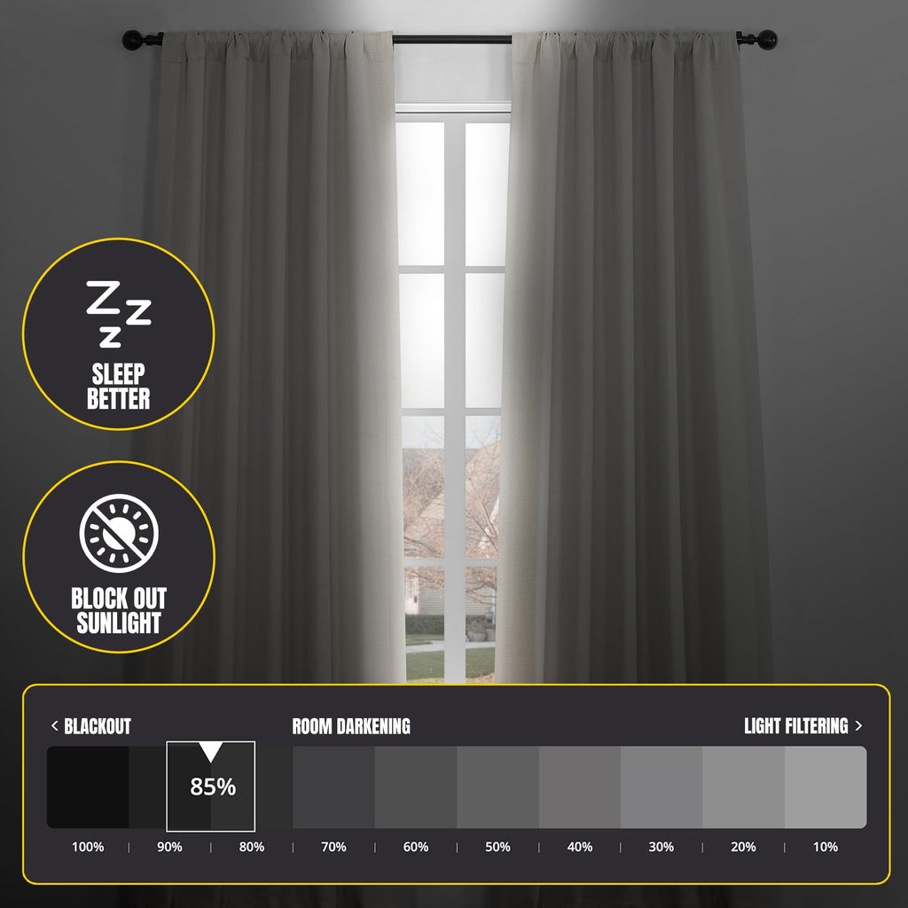 Hpd Half Price Drapes Faux Linen Room Darkening Curtains - 96 Inches Long Luxury Linen Curtains For Bedroom & Living Room (1 Pan